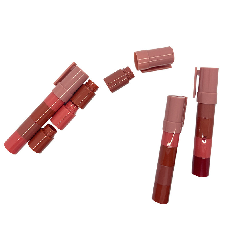 多层可替换口红管长管小样口红笔撞色迷你唇膏管口红空管